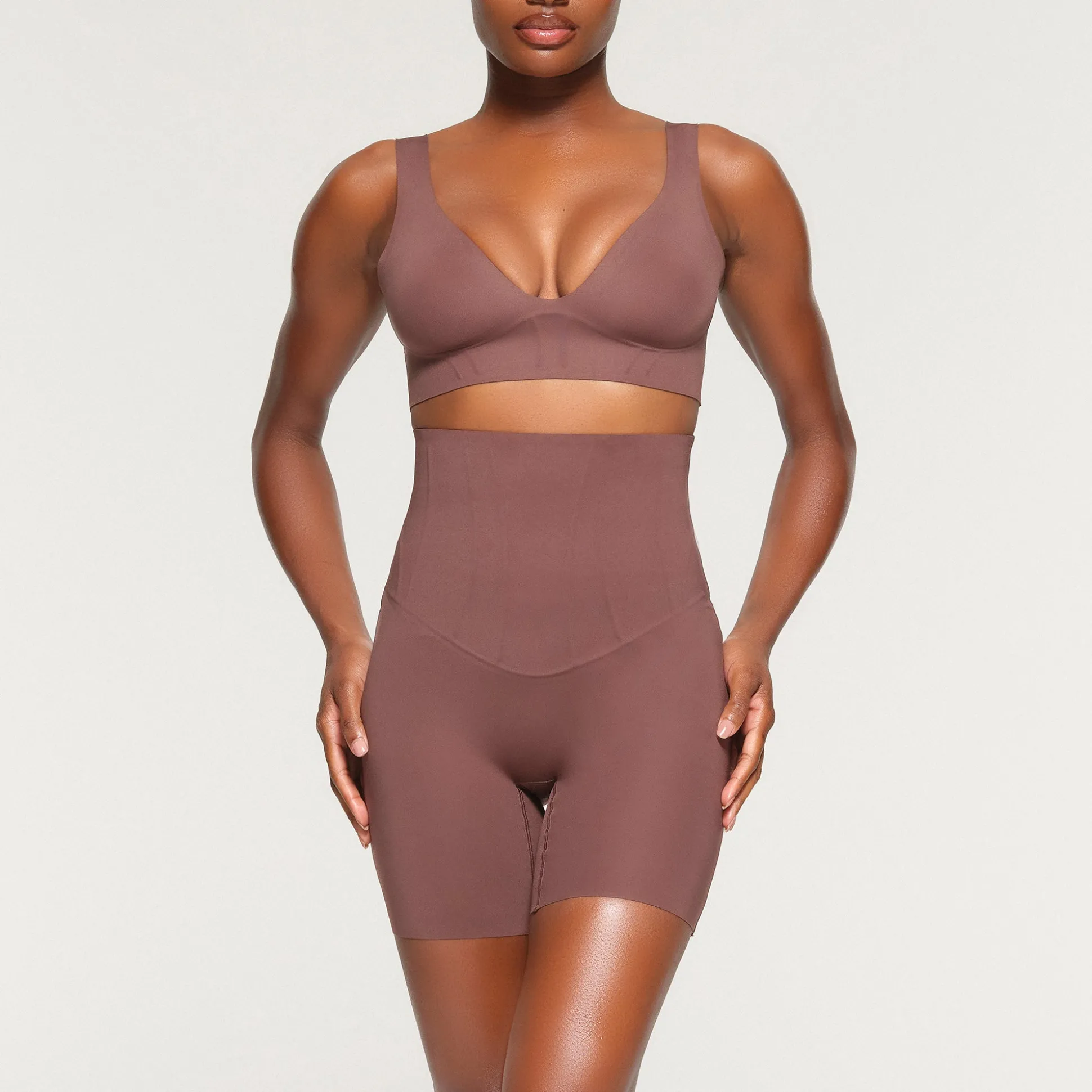 BONDED CORSET PLUNGE BRALETTE | COFFEE