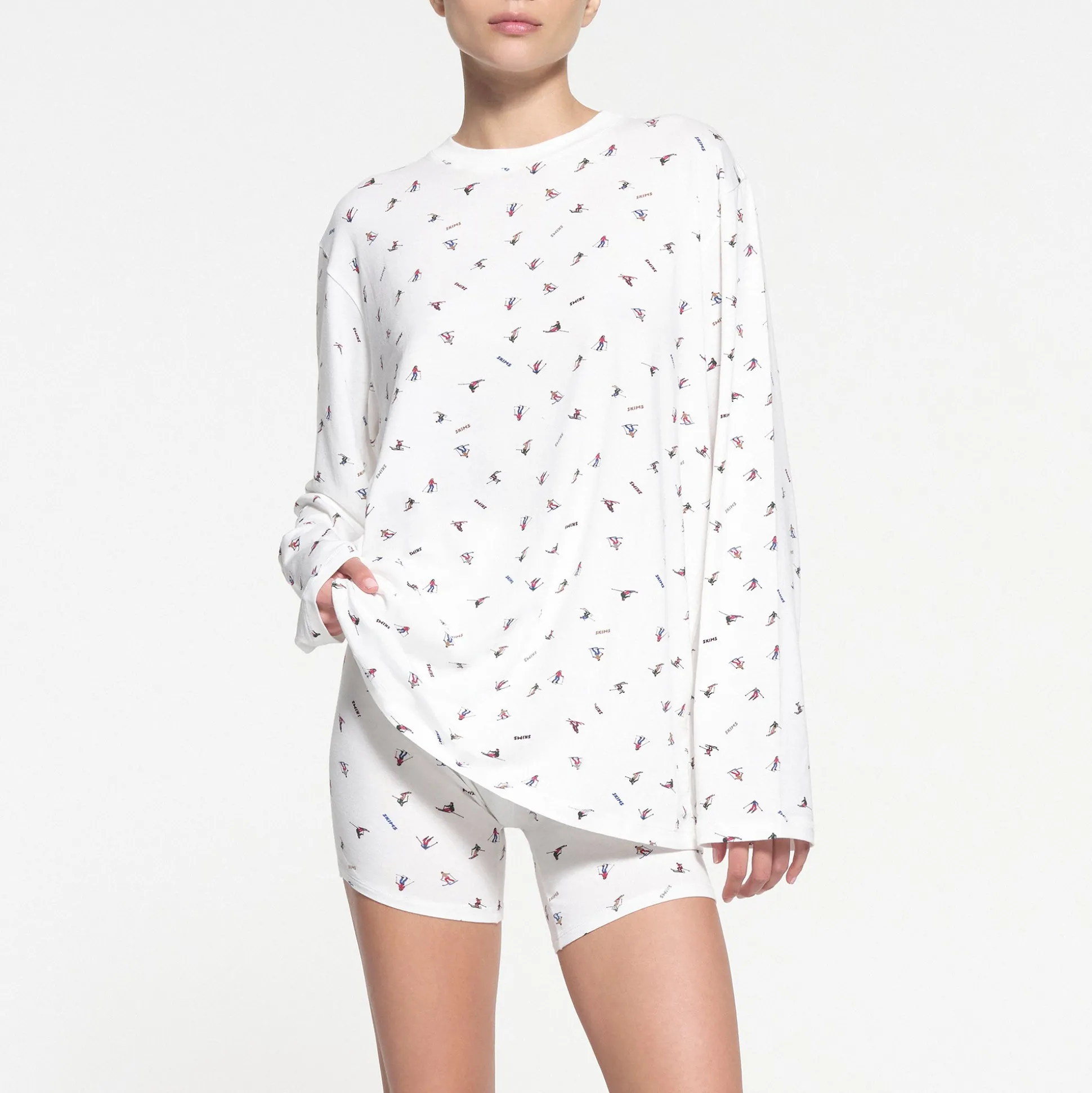 BOYFRIEND LONG SLEEVE T-SHIRT AND BOXER SET | SKI PRINT