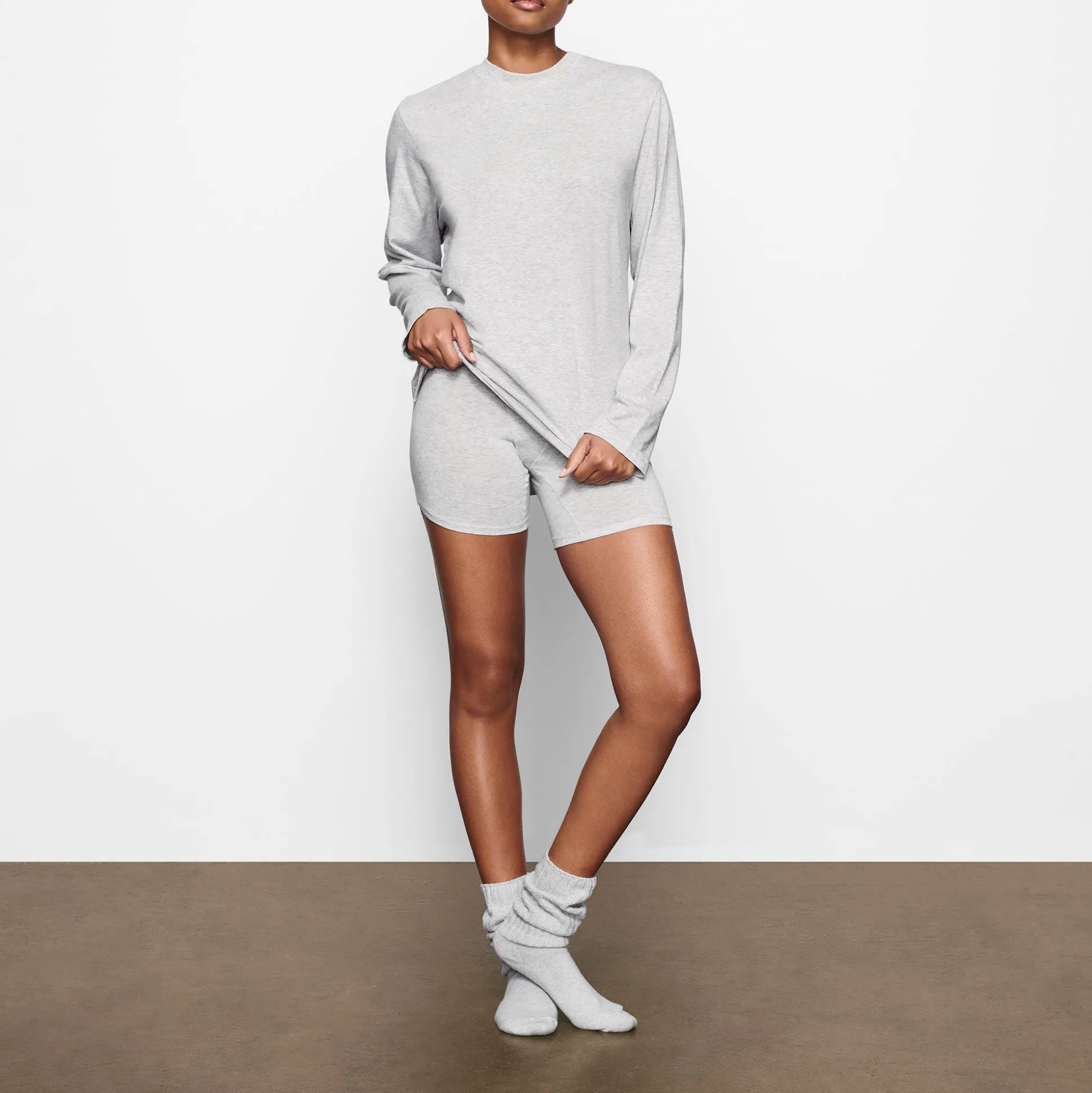 BOYFRIEND LONG SLEEVE T-SHIRT | LIGHT HEATHER GREY