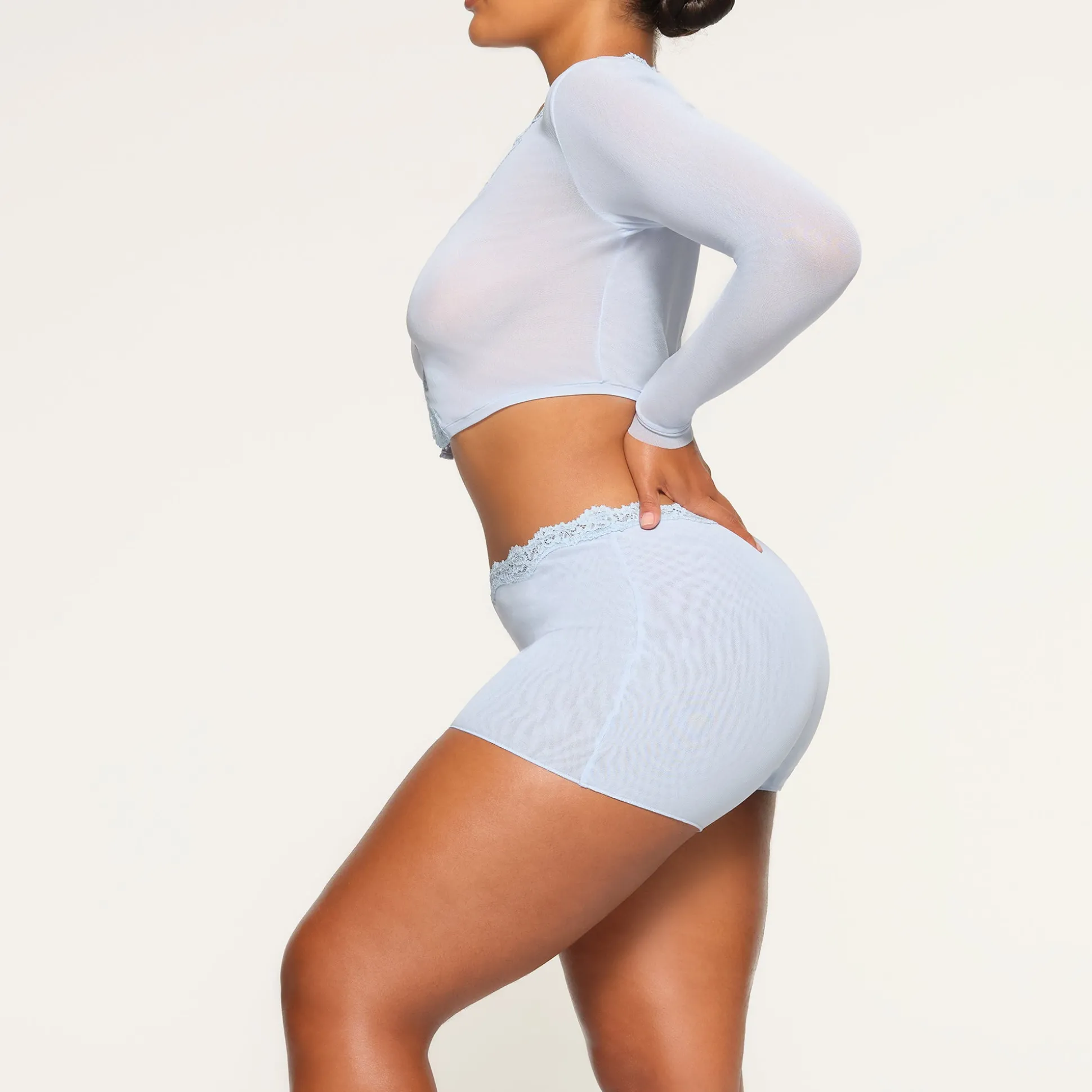 BRIDAL MESH SHORT | GLACIER
