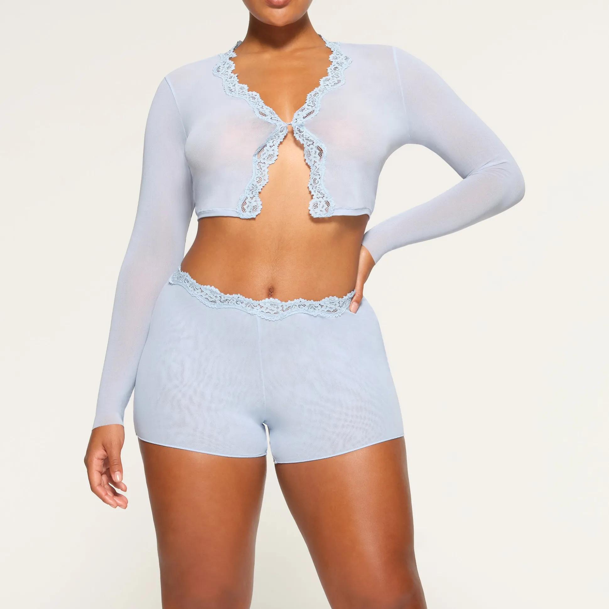 BRIDAL MESH SHORT | GLACIER