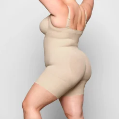 BUTT ENHANCING OPEN BUST BODYSUIT | SAND