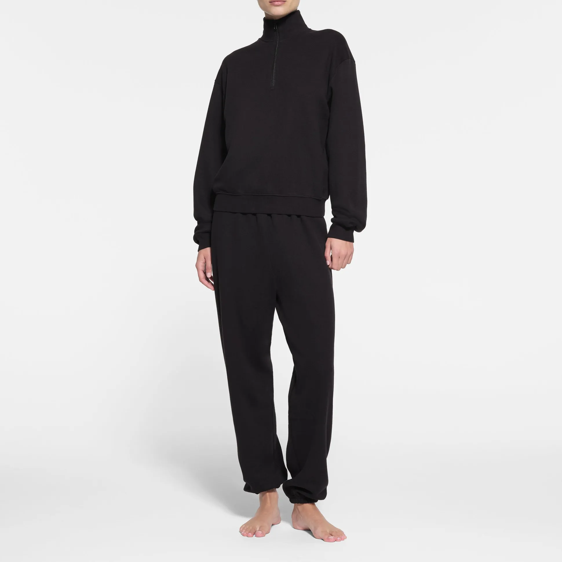 COTTON FLEECE CLASSIC QUARTER ZIP PULLOVER | ONYX