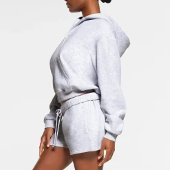 COTTON FLEECE CLASSIC ZIP UP HOODIE | LIGHT HEATHER GREY