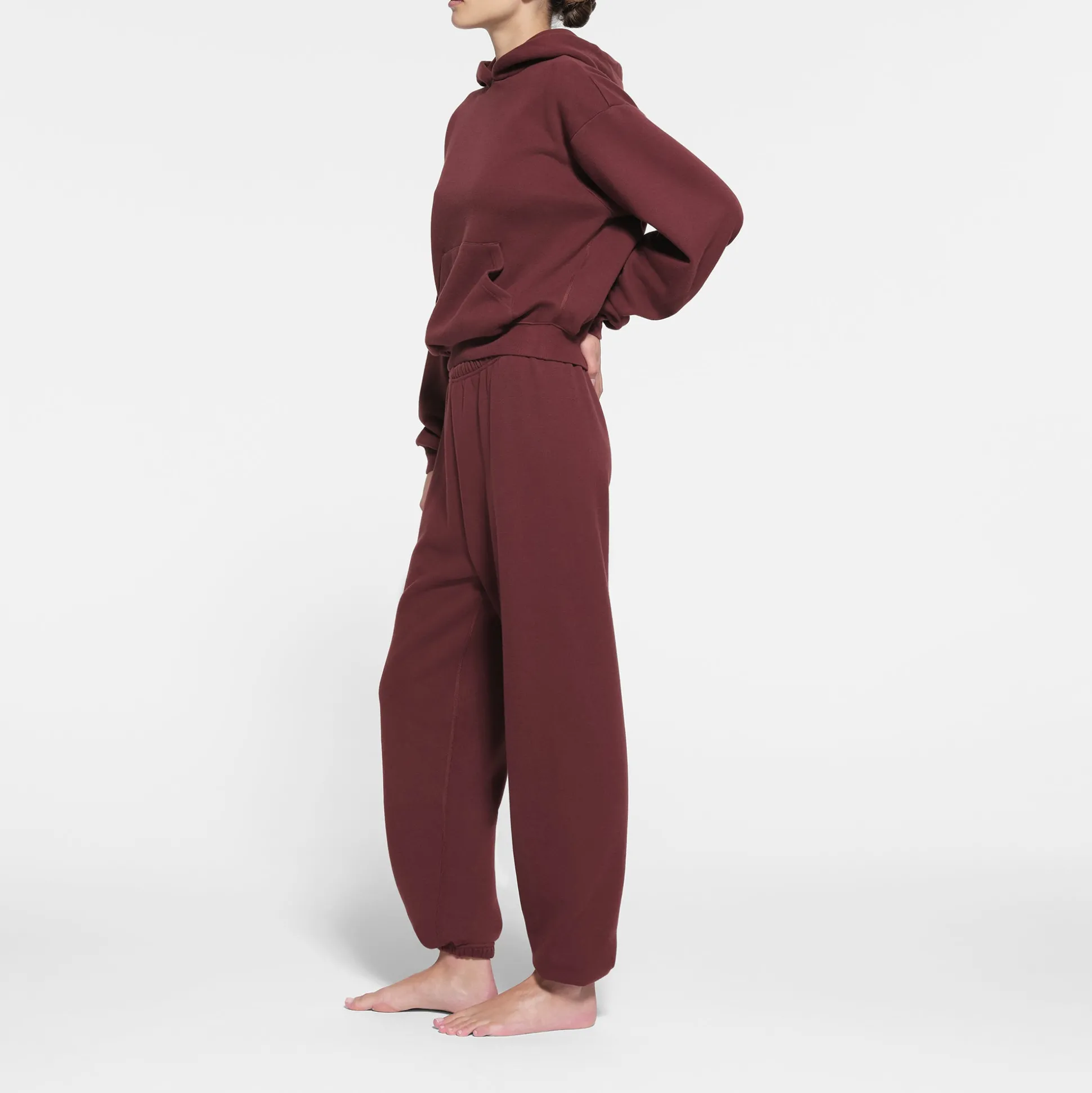 COTTON FLEECE JOGGER | OXBLOOD