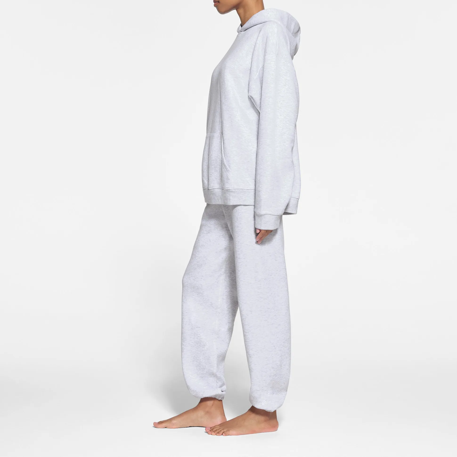 COTTON FLEECE OVERSIZED HOODIE | LIGHT HEATHER GREY