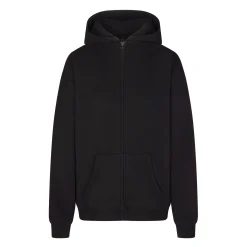 COTTON FLEECE OVERSIZED ZIP UP HOODIE | ONYX