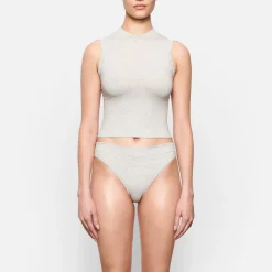 COTTON JERSEY CHEEKY TANGA | LIGHT HEATHER GREY