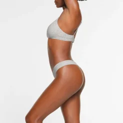COTTON JERSEY DIPPED THONG | LIGHT HEATHER GREY