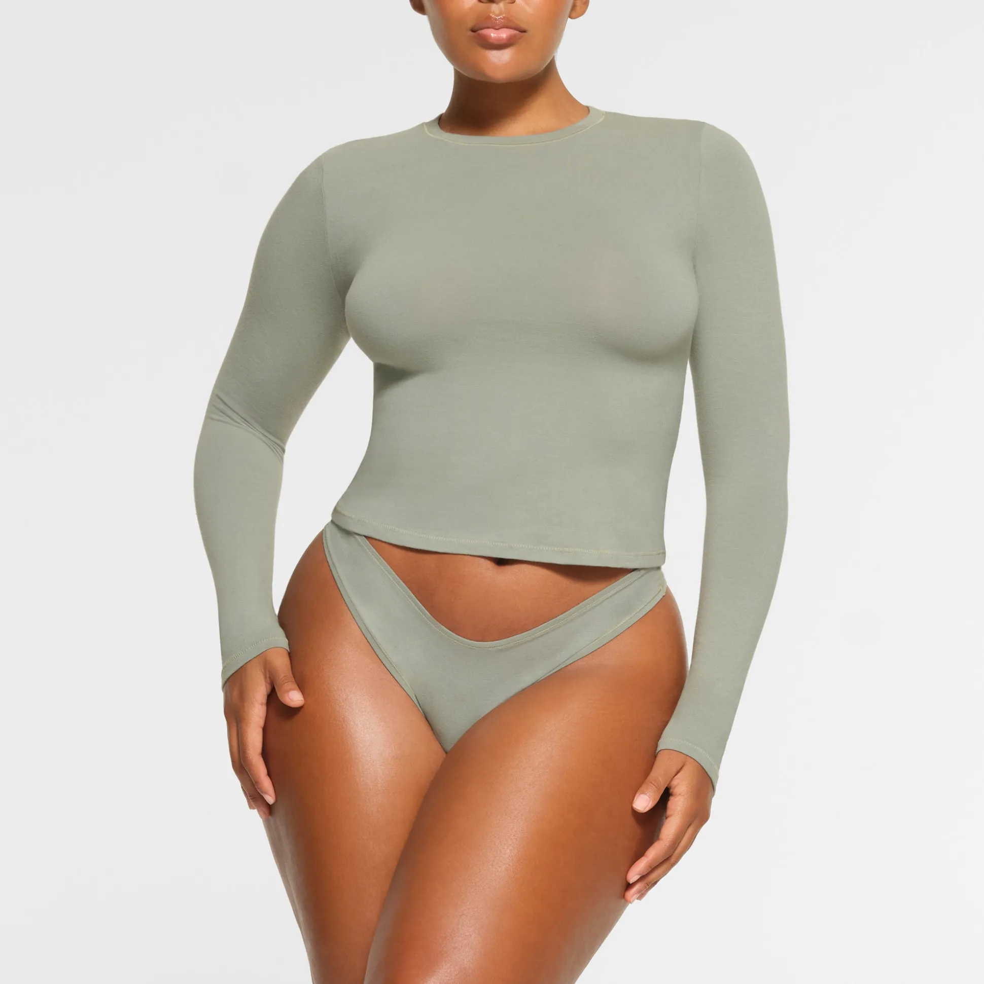 COTTON JERSEY LONG SLEEVE T-SHIRT | MINERAL