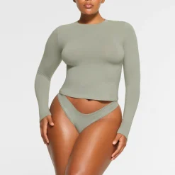COTTON JERSEY LONG SLEEVE T-SHIRT | MINERAL
