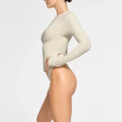 COTTON JERSEY LONG SLEEVE T-SHIRT | BONE