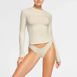 COTTON JERSEY LONG SLEEVE T-SHIRT | BONE