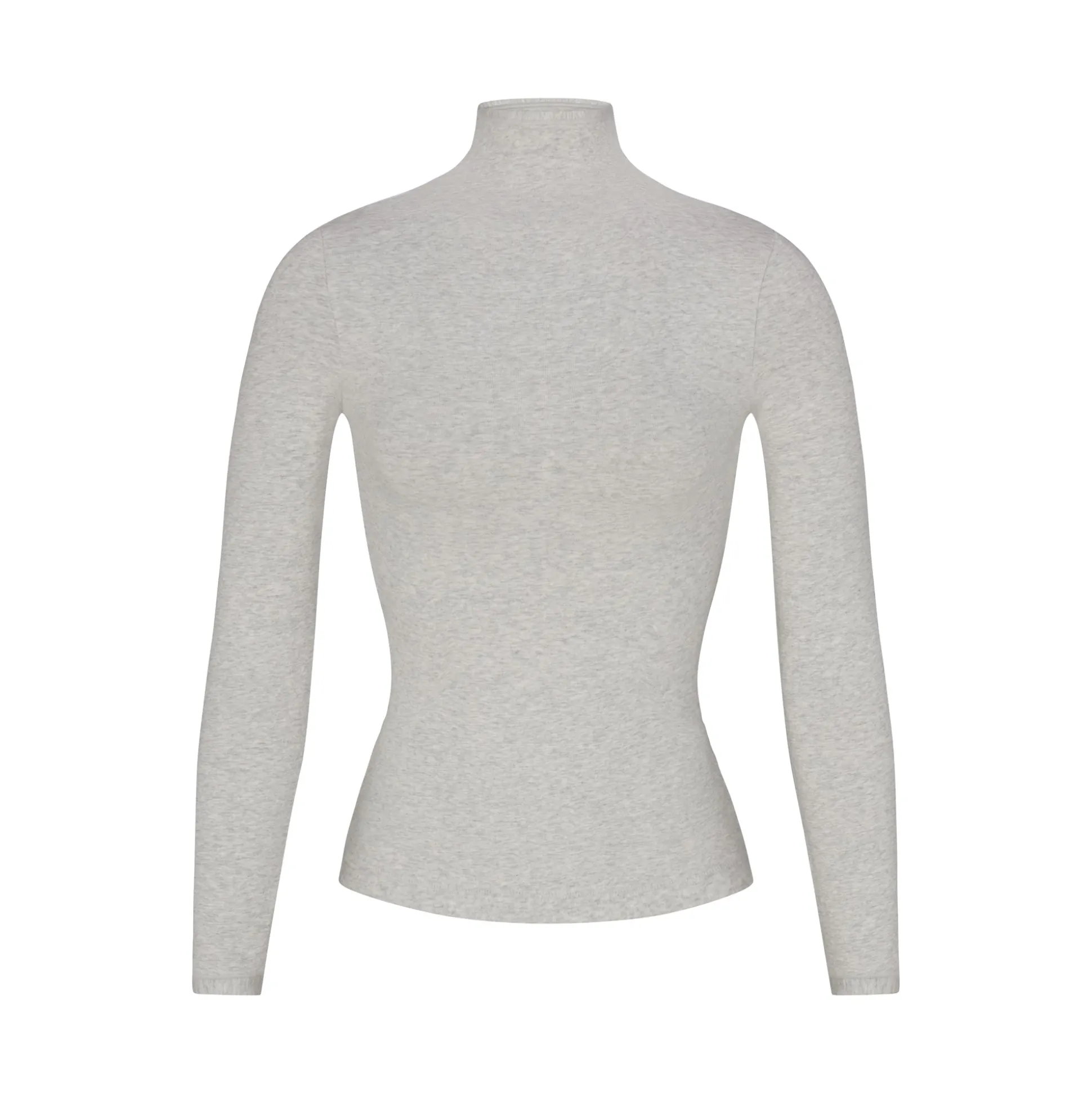 COTTON JERSEY LONG SLEEVE TURTLENECK | LIGHT HEATHER GREY