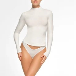 COTTON JERSEY LONG SLEEVE TURTLENECK | MARBLE