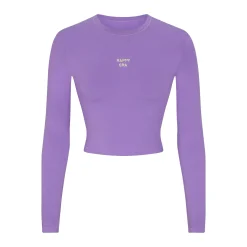 COTTON JERSEY LONG SLEEVE CROPPED T-SHIRT | ULTRA VIOLET