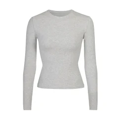 COTTON JERSEY LONG SLEEVE T-SHIRT | LIGHT HEATHER GREY