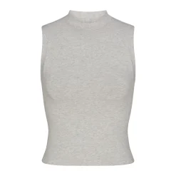 COTTON JERSEY MOCK NECK TANK | LIGHT HEATHER GREY