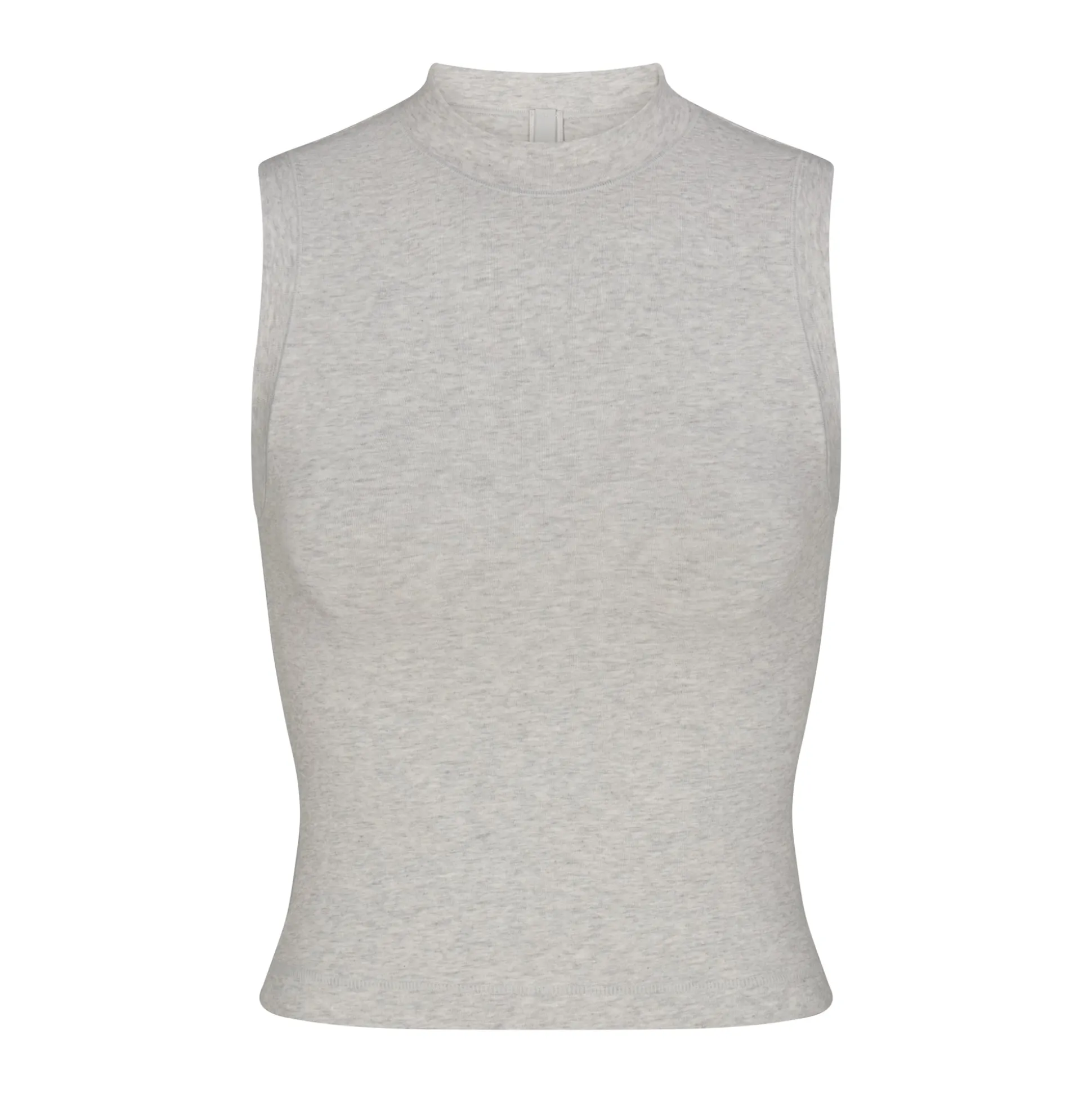 COTTON JERSEY MOCK NECK TANK | LIGHT HEATHER GREY