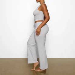 COTTON JERSEY STRAIGHT LEG PANT | LIGHT HEATHER GREY