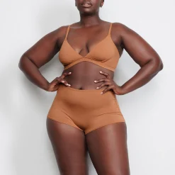 COTTON JERSEY TRIANGLE BRALETTE | CAMEL