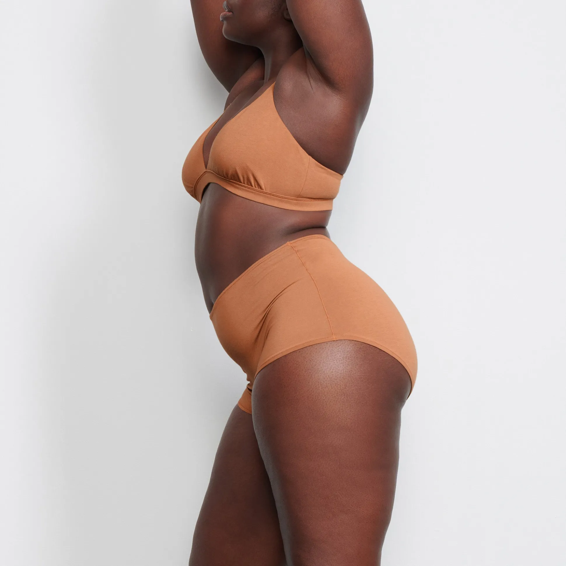 COTTON JERSEY TRIANGLE BRALETTE | CAMEL