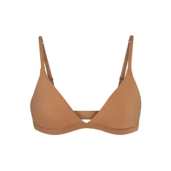 COTTON JERSEY TRIANGLE BRALETTE | CAMEL