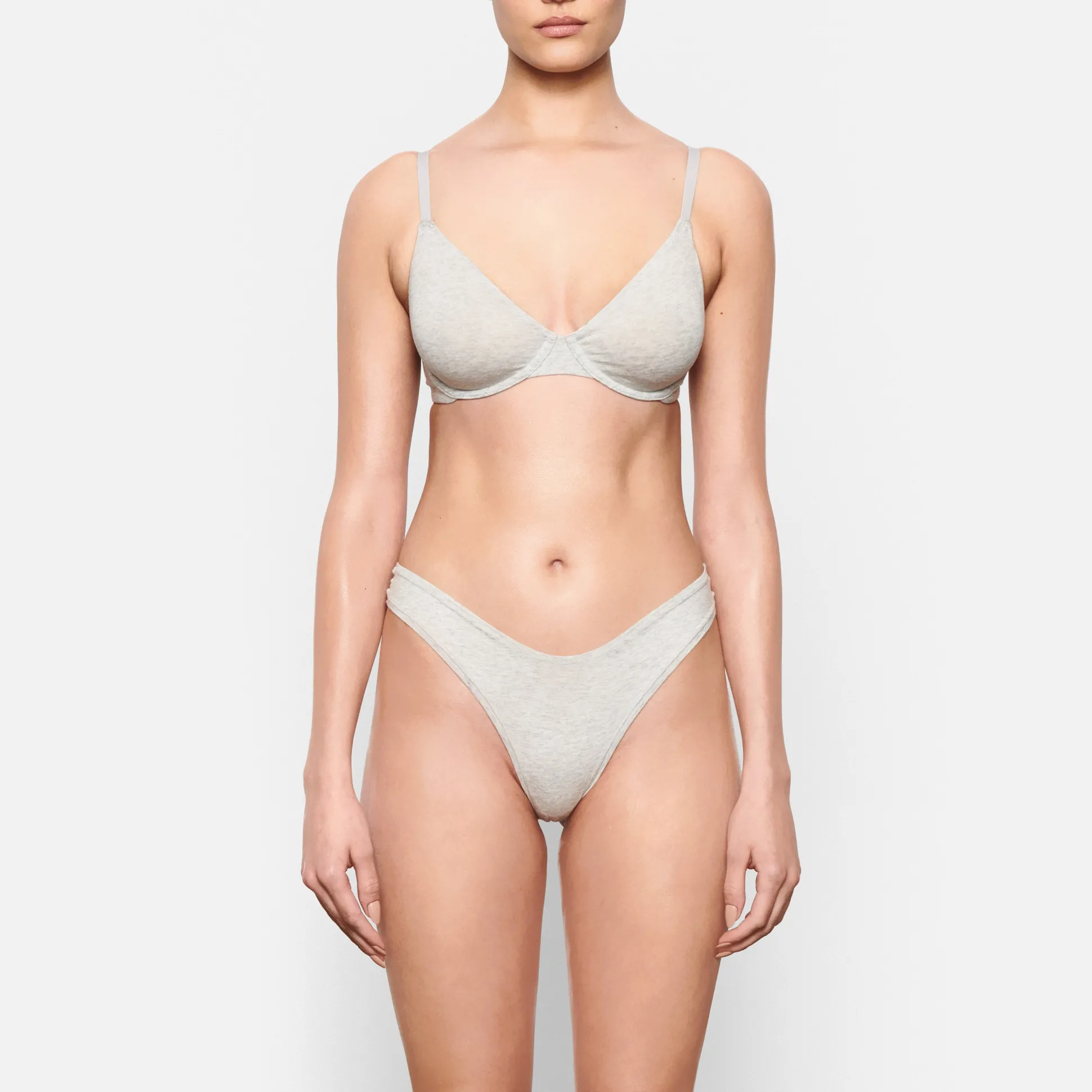 COTTON JERSEY T-SHIRT BRA | LIGHT HEATHER GREY