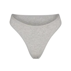 COTTON LOGO HIGH LEG BIKINI | LIGHT HEATHER GREY