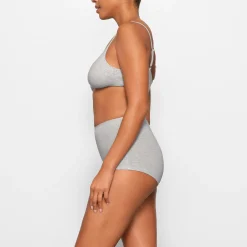 COTTON LOGO MINI TRIANGLE BRALETTE | LIGHT HEATHER GREY