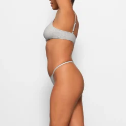 COTTON LOGO STRING THONG | LIGHT HEATHER GREY