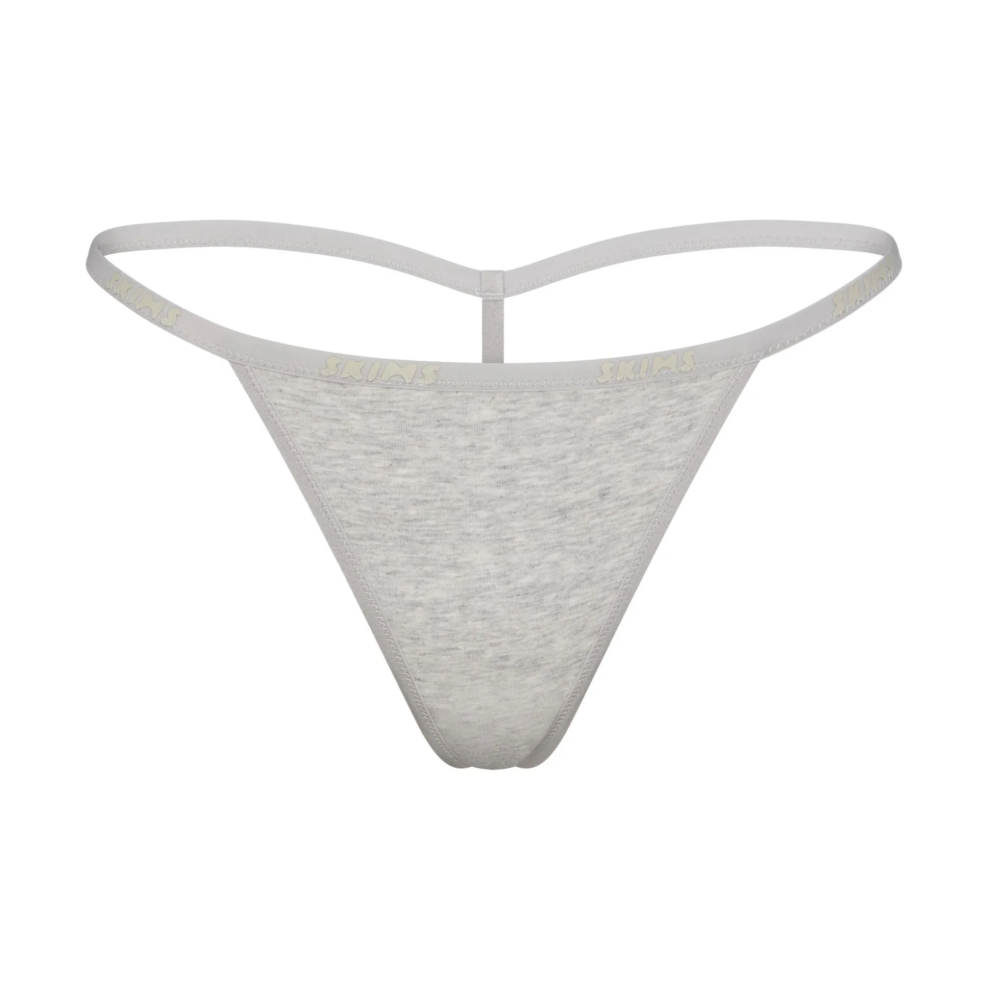 COTTON LOGO STRING THONG | LIGHT HEATHER GREY