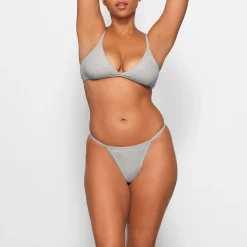 COTTON LOGO STRING THONG | LIGHT HEATHER GREY