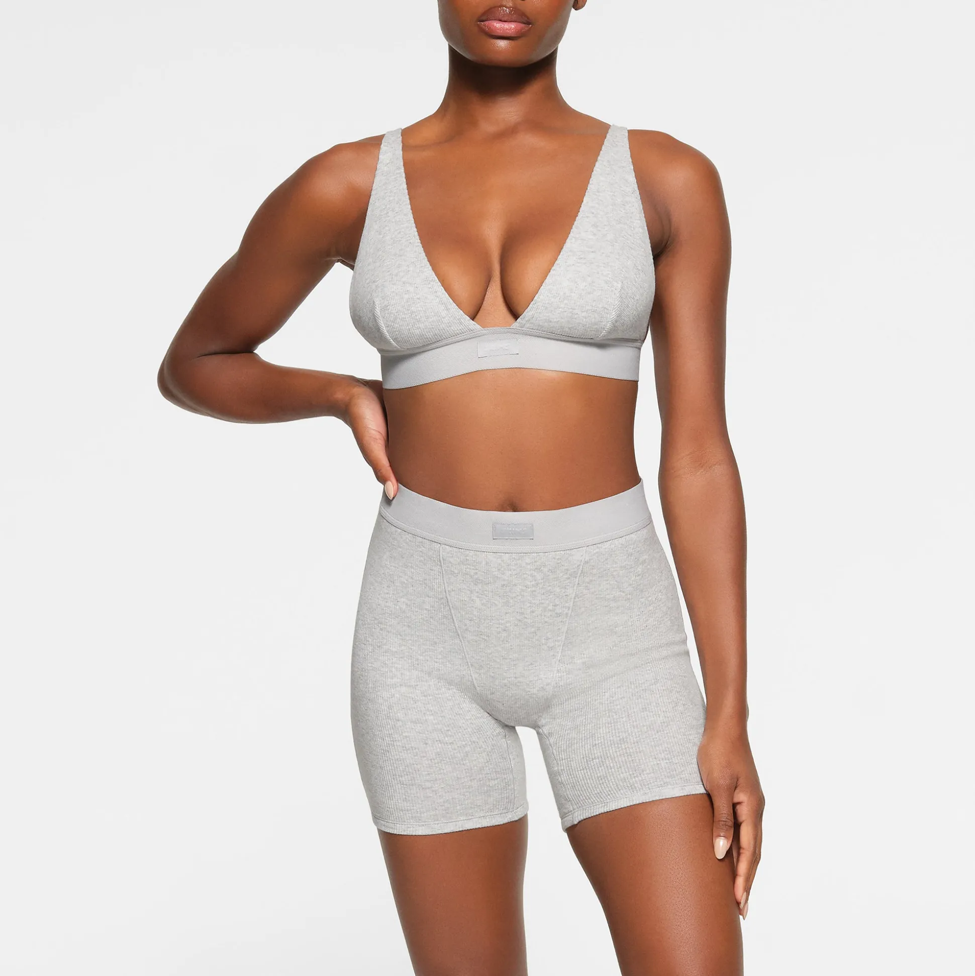 COTTON RIB BOXER | LIGHT HEATHER GREY