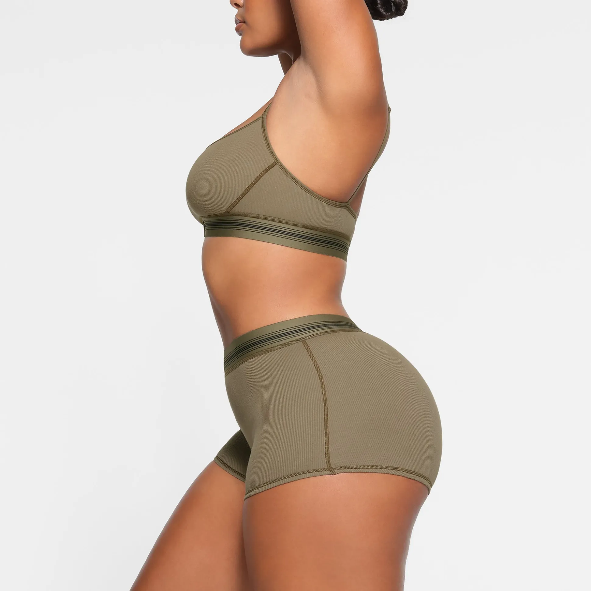 COTTON RIB BOY SHORT | ARMY MULTI
