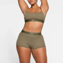COTTON RIB BOY SHORT | ARMY MULTI