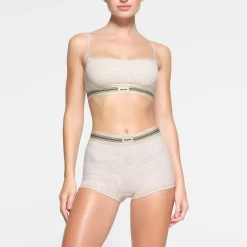 COTTON RIB BOY SHORT | HEATHER OATMEAL MULTI