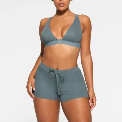 COTTON RIB DRAWSTRING SHORT | KYANITE