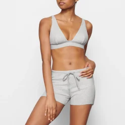 COTTON RIB DRAWSTRING SHORT | LIGHT HEATHER GREY