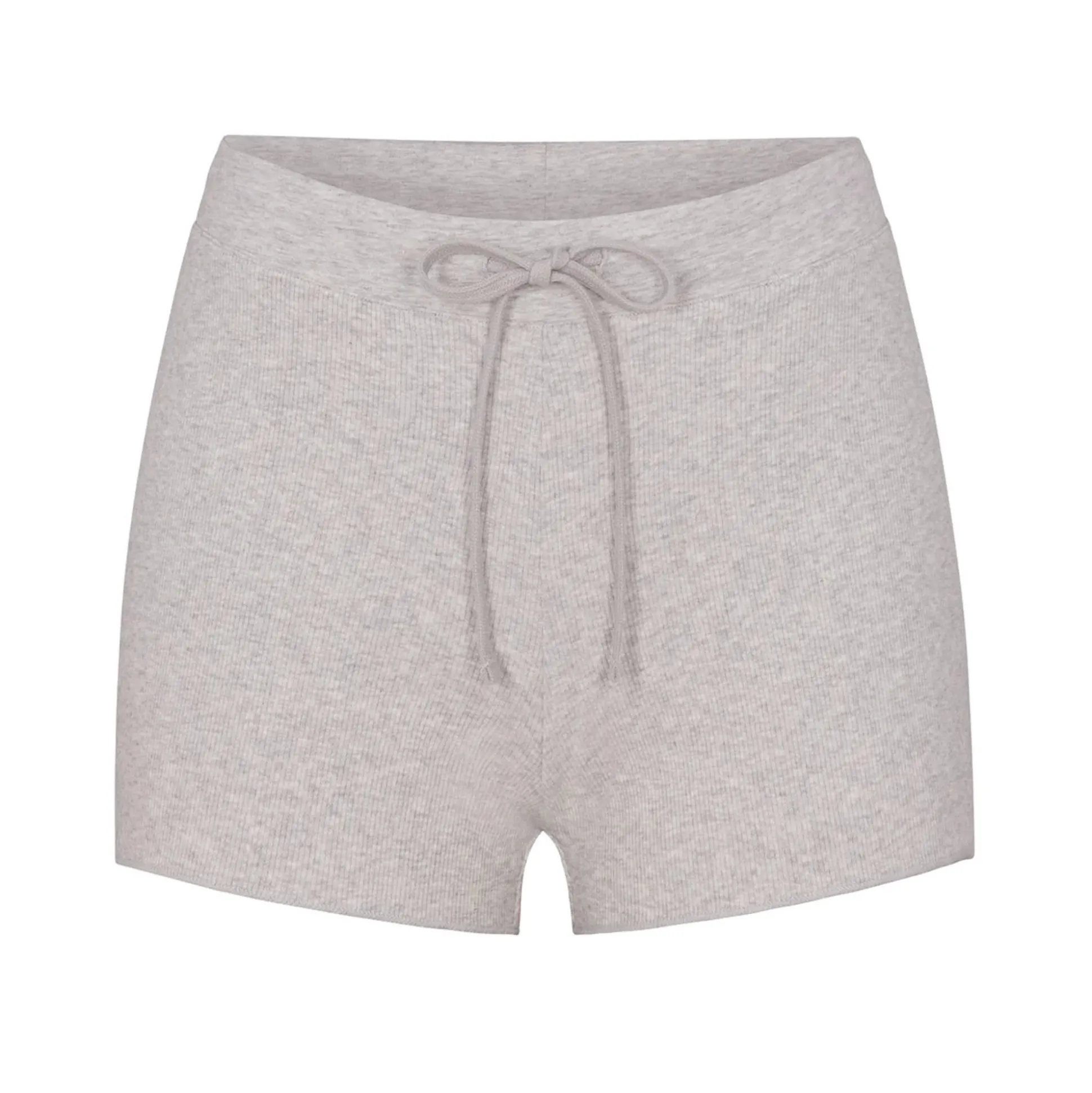 COTTON RIB DRAWSTRING SHORT | LIGHT HEATHER GREY