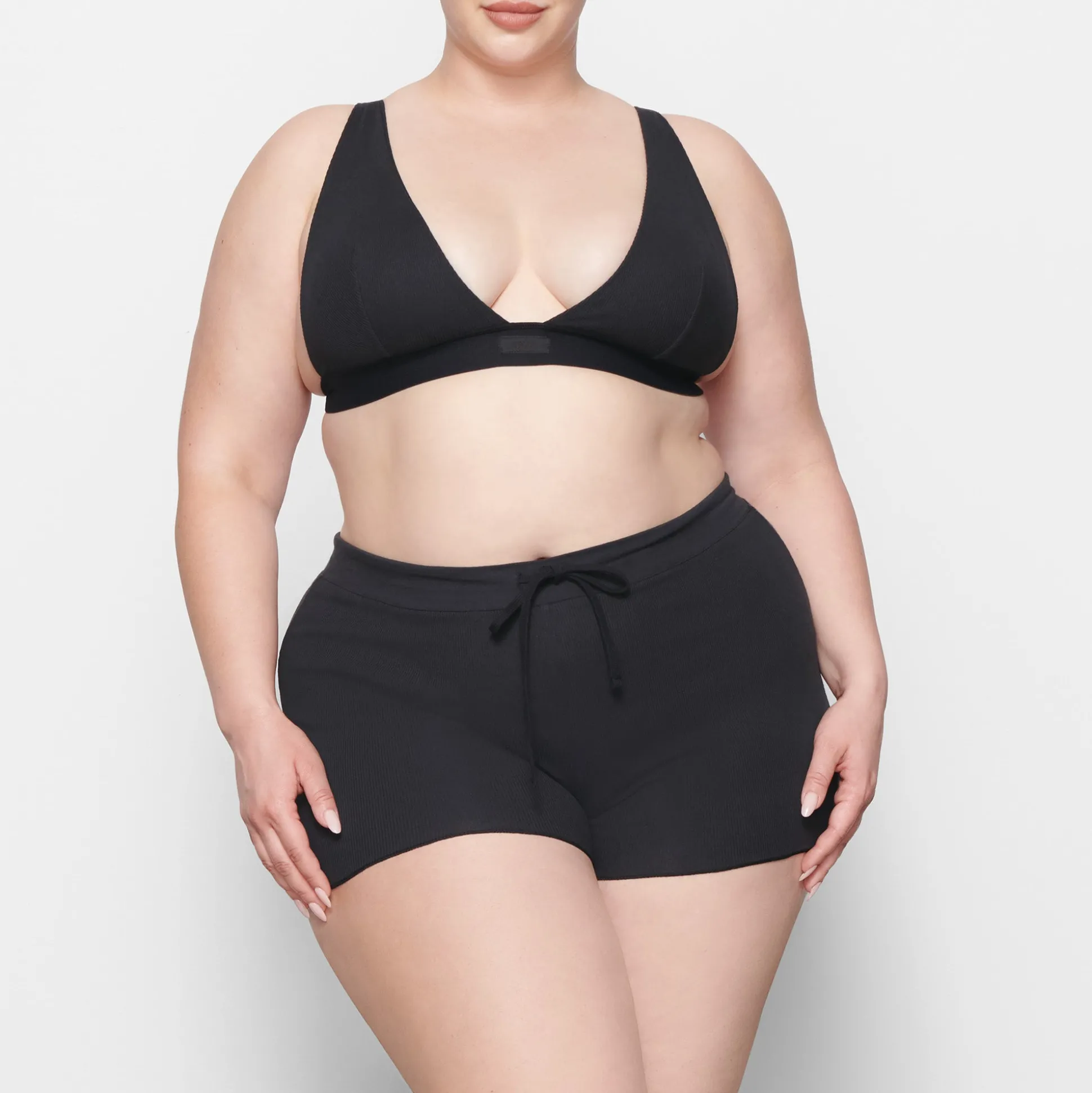 COTTON RIB DRAWSTRING SHORT | SOOT