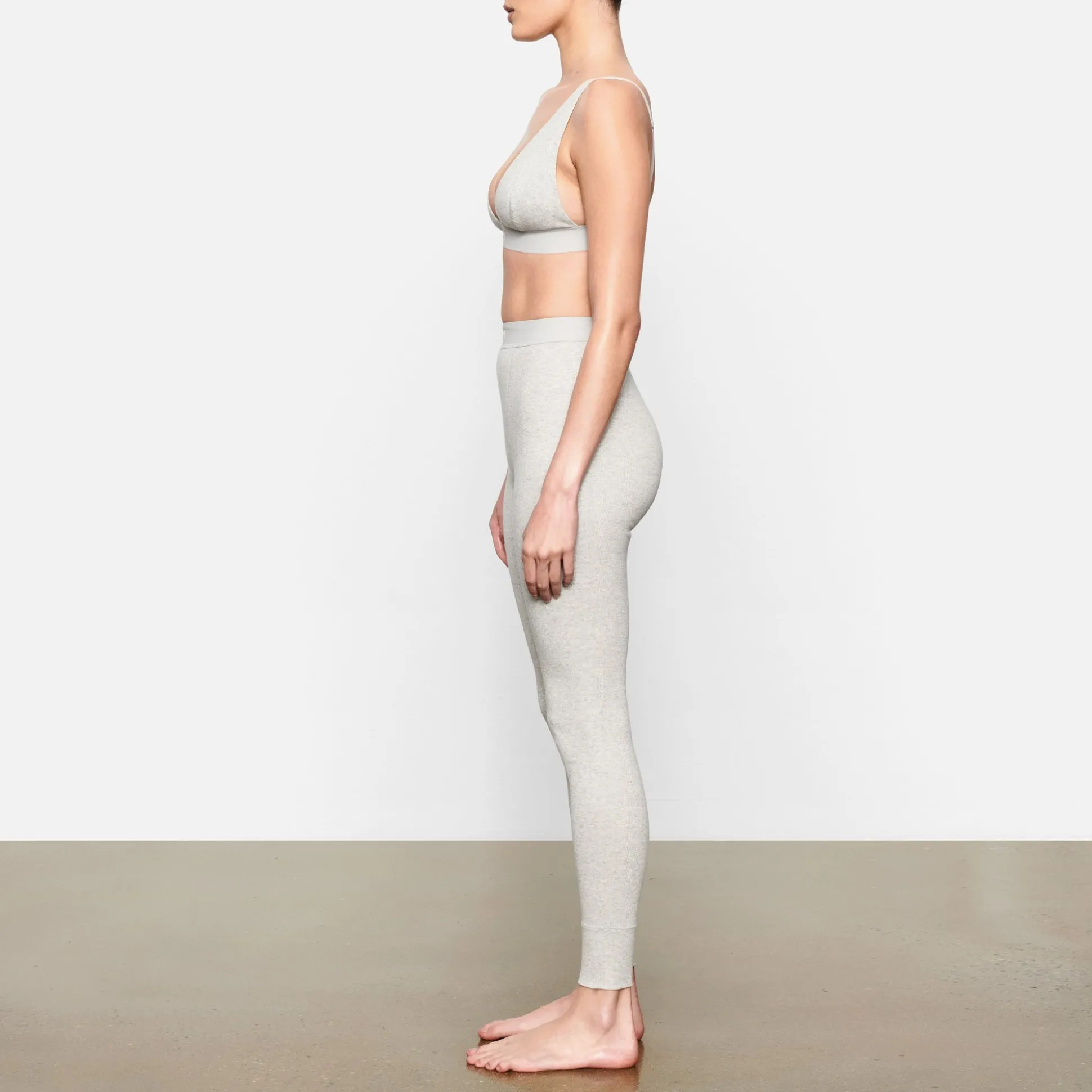 COTTON RIB LEGGING | LIGHT HEATHER GREY