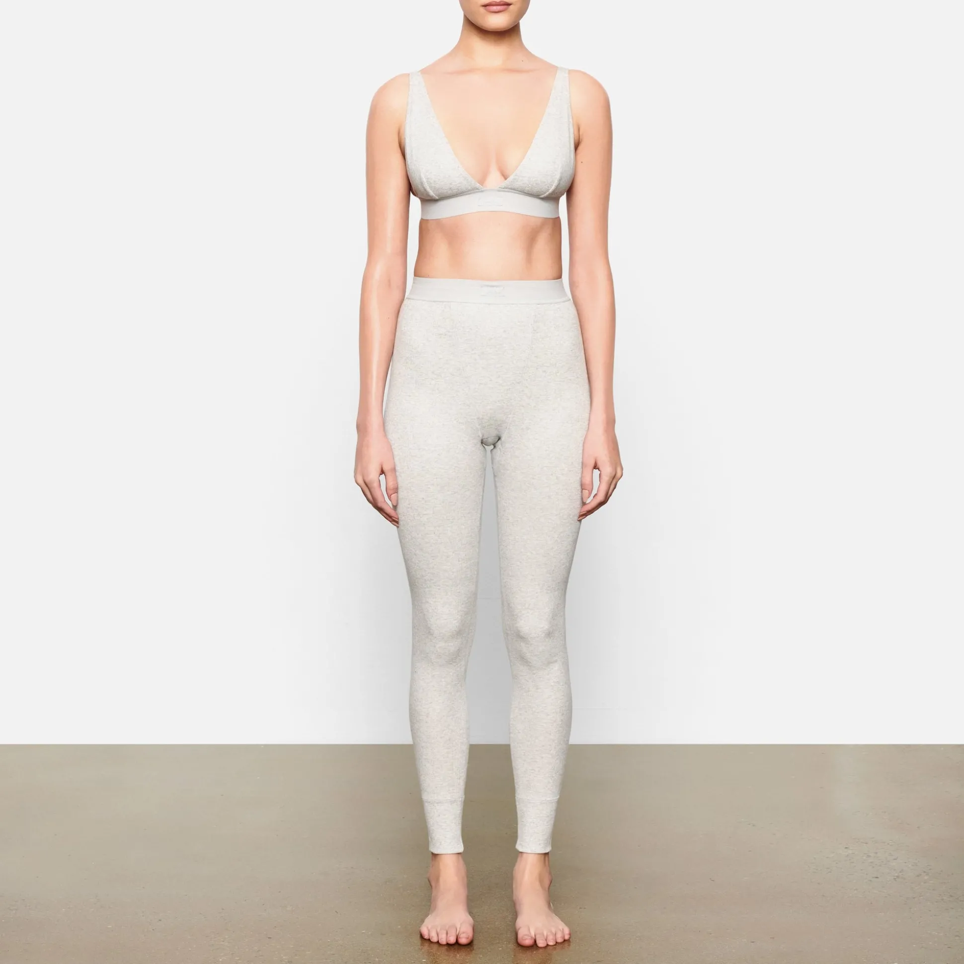COTTON RIB LEGGING | LIGHT HEATHER GREY
