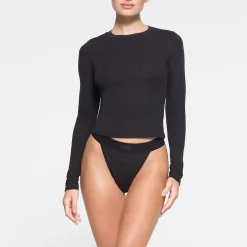 COTTON RIB LONG SLEEVE T-SHIRT | SOOT