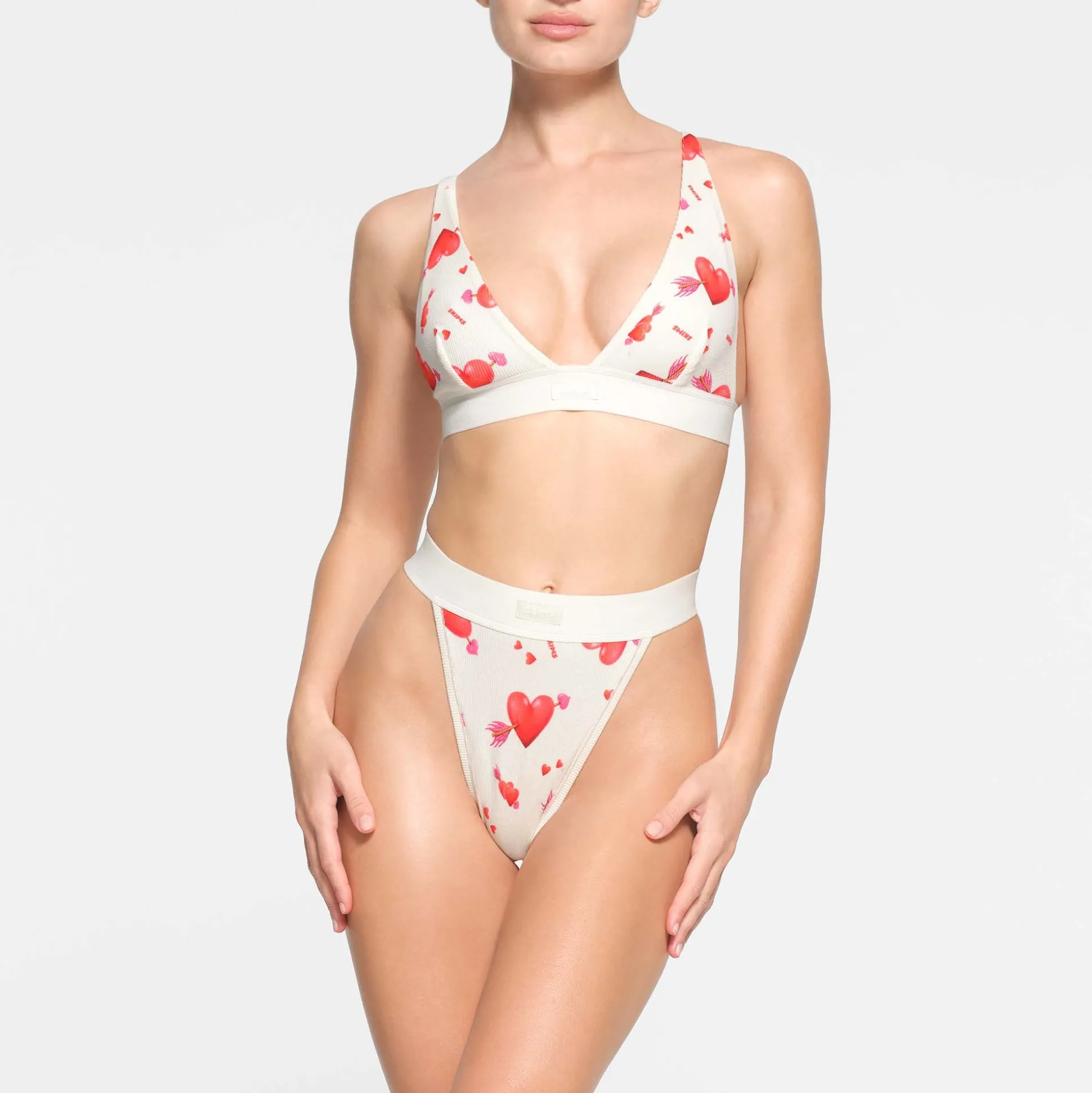 COTTON RIB PLUNGE BRALETTE | MARBLE HEART AND ARROW