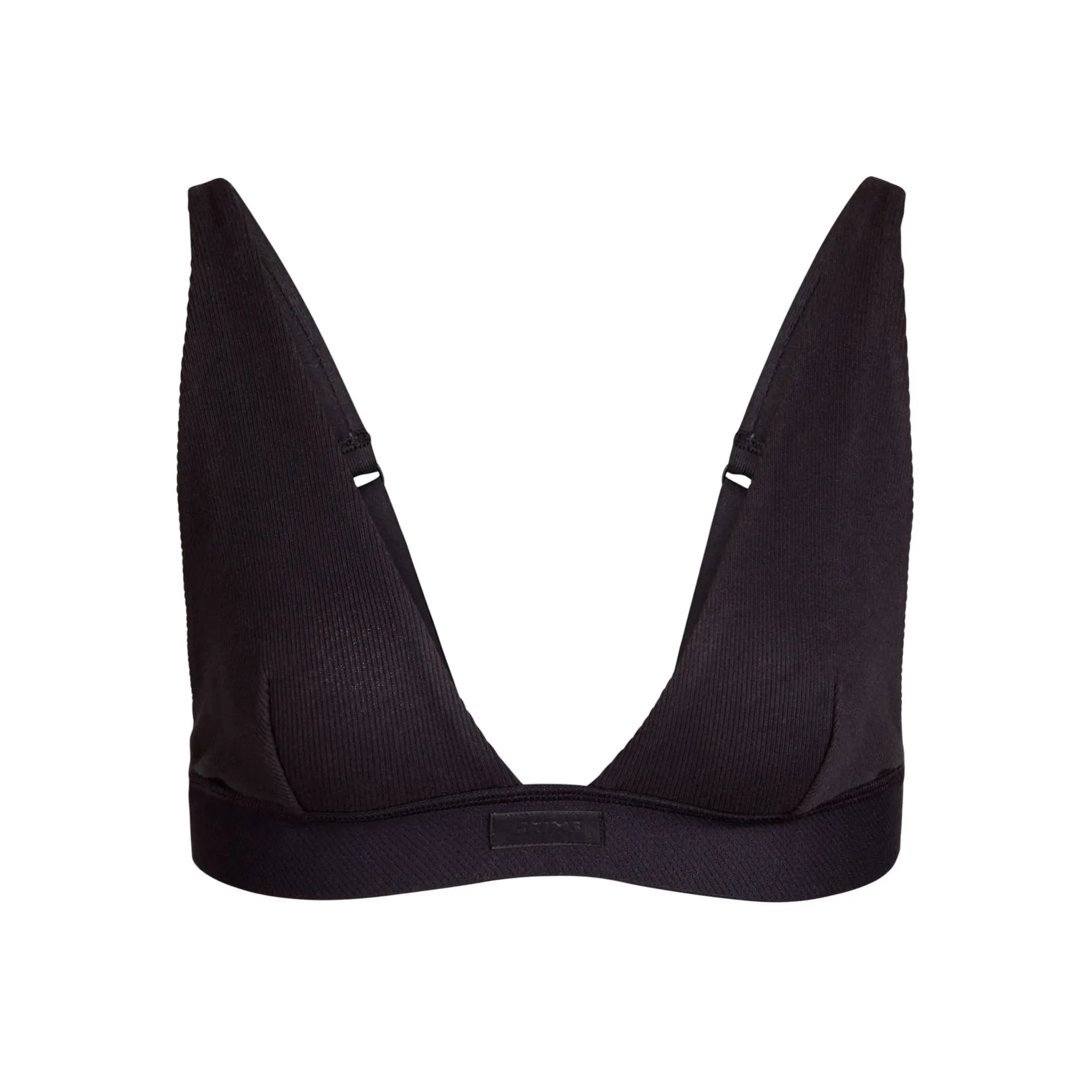 COTTON RIB PLUNGE BRALETTE | SOOT