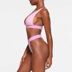 COTTON RIB PLUNGE BRALETTE | BUBBLE GUM