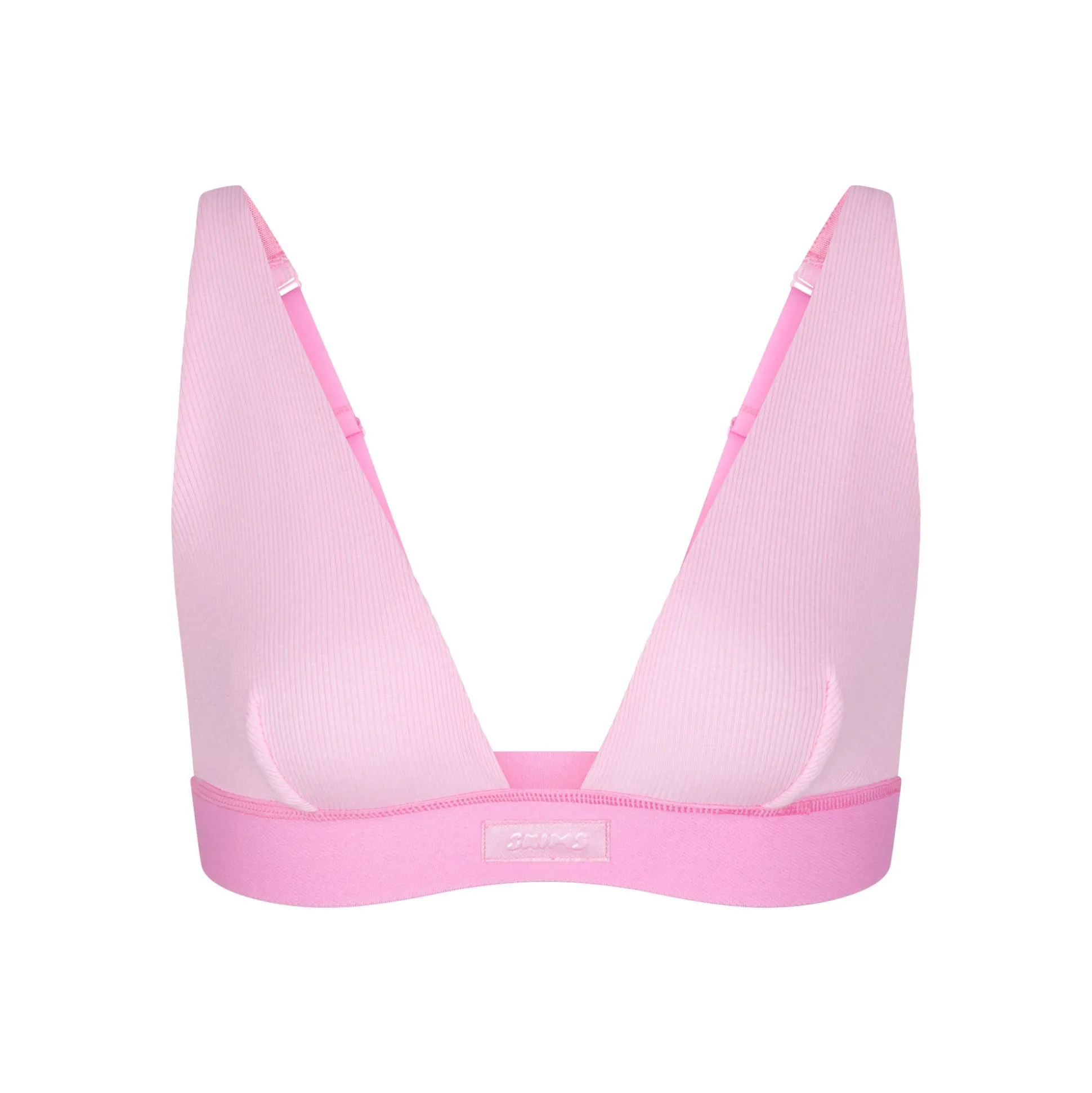COTTON RIB PLUNGE BRALETTE | BUBBLE GUM