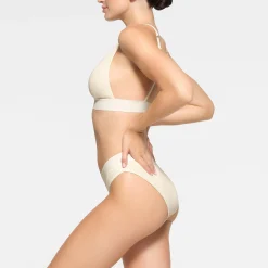 COTTON RIB PLUNGE BRALETTE | BONE