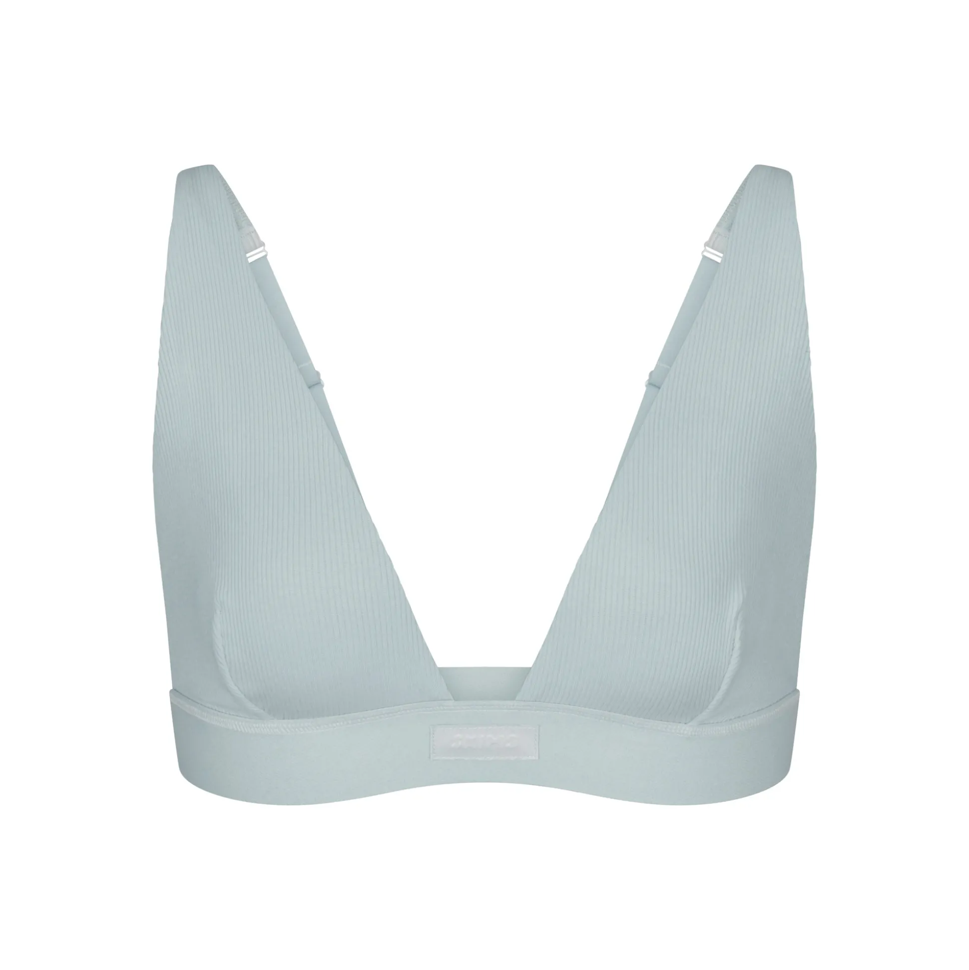 COTTON RIB PLUNGE BRALETTE | FROST
